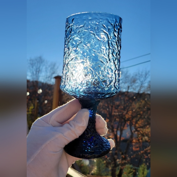 LENOX Impromptu Dark Blue Water Goblets Hand Blown Crystal Stemware Set of 3 USA - Picture 6 of 16